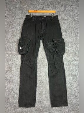MNML Jeans Black Tactical Cargo Pants  Multi-Pocket Utility Design Men’s 34x33